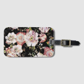 hübscher, gürteliger, rosafarbener schwarzer Blüte Gepäckanhänger (Vorderseite (Horizontal))