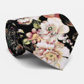 hübscher, gürteliger, rosafarbener schwarzer Blüte Krawatte (Gerollt)