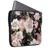 hübscher, gürteliger, rosafarbener schwarzer Blüte Laptopschutzhülle (Vorne Rechts)