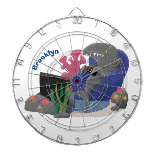 Hübscher Hai beim Fernsehen Cartoon Dartscheibe