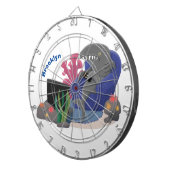 Hübscher Hai beim Fernsehen Cartoon Dartscheibe (Vorderseite rechts)