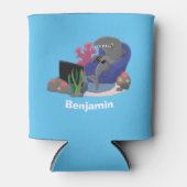 Hübscher Hai beim Fernsehen Cartoon Dosenkühler (Vorderseite)