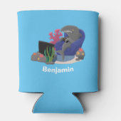 Hübscher Hai beim Fernsehen Cartoon Dosenkühler (Rückseite)