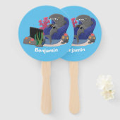 Hübscher Hai beim Fernsehen Cartoon Fächer (Vorne und Hinten)