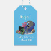 Hübscher Hai beim Fernsehen Cartoon Geschenkanhänger (Rückseite)