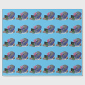 Hübscher Hai beim Fernsehen Cartoon Geschenkpapier (Flach)