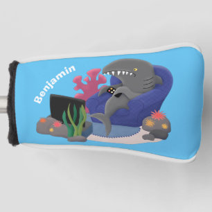 Hübscher Hai beim Fernsehen Cartoon Golf Headcover
