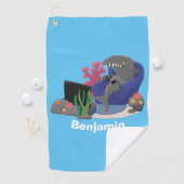 Hübscher Hai beim Fernsehen Cartoon Golfhandtuch (Insitu)