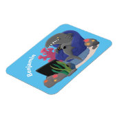 Hübscher Hai beim Fernsehen Cartoon Magnet (Linke Seite)