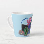 Hübscher Hai beim Fernsehen Cartoon Milchtasse (Linke Ecke)