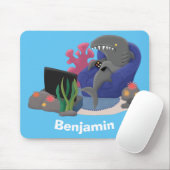 Hübscher Hai beim Fernsehen Cartoon Mousepad (Mit Mouse)