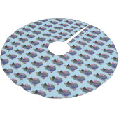 Hübscher Hai beim Fernsehen Cartoon Polyester Weihnachtsbaumdecke (Schrägansicht)