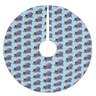 Hübscher Hai beim Fernsehen Cartoon Polyester Weihnachtsbaumdecke