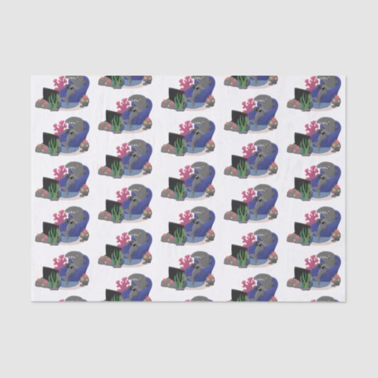 Hübscher Hai beim Fernsehen Cartoon Seidenpapier (Vorderseite)