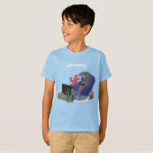 Hübscher Hai beim Fernsehen Cartoon T-Shirt (Vorne ganz)