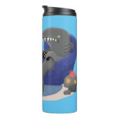 Hübscher Hai beim Fernsehen Cartoon Thermosbecher (Nach rechts gedreht)