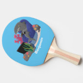 Hübscher Hai beim Fernsehen Cartoon Tischtennis Schläger (Seitenansicht)