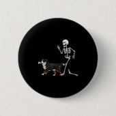 Hübscher Halloween Berner Hund und Skelett Button (Vorderseite)