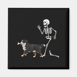 Hübscher Halloween Berner Hund und Skelett Magnet