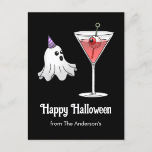 Hübscher Halloween Ghost & Creepy Cocktail Feiertagspostkarte
