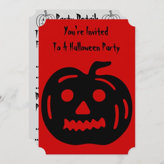 Hübscher Halloween Kürbis mit ausgeschnittenem Ges Einladung (Vorne/Hinten)