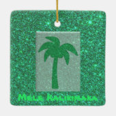 Hübscher hawaiianischer Glitzer Weihnachtsbaum Keramikornament (Rückseite)