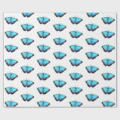 Hübscher, hellblauer Butterfly-Geschenkwrap Geschenkpapier (Flach)