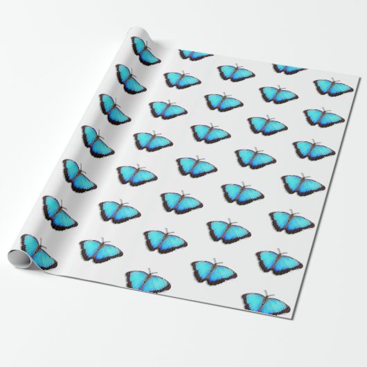 Hübscher, hellblauer Butterfly-Geschenkwrap Geschenkpapier (Ungerollt)