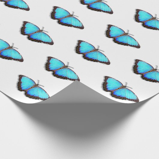 Hübscher, hellblauer Butterfly-Geschenkwrap Geschenkpapier (Ecke)