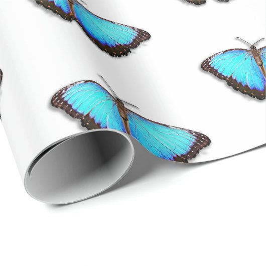 Hübscher, hellblauer Butterfly-Geschenkwrap Geschenkpapier (Rolleneckpunkt)