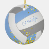 hübscher hellgrauer Volleyball mit goldenen Sterne Keramik Ornament (Vorne)