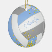 hübscher hellgrauer Volleyball mit goldenen Sterne Keramik Ornament (Links)