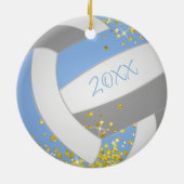 hübscher hellgrauer Volleyball mit goldenen Sterne Keramik Ornament (Hinten)