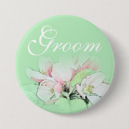 Hübscher, hellrosa Apfel Blume Bräutigam Button