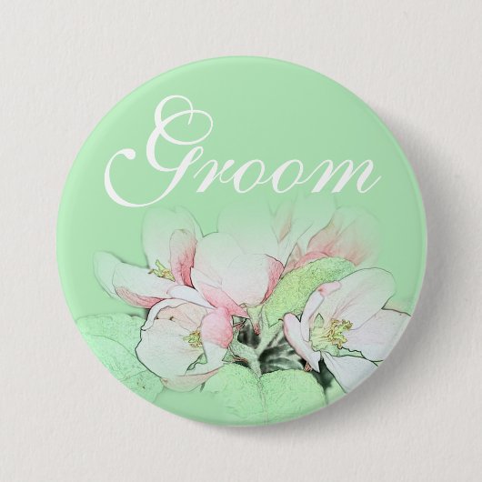 Hübscher, hellrosa Apfel Blume Bräutigam Button (Vorderseite)