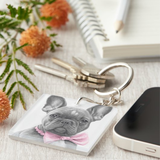 Hübscher Hengst mit rosa Bug Schlüsselanhänger (Vorderseite rechts)