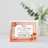 Hübscher Herbstausbruch: Hochzeit retten Datum Ankündigungspostkarte (Stehend Vorderseite)