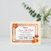 Hübscher Herbstausbruch: Hochzeit retten Datum Ankündigungspostkarte (Stehend Vorderseite)