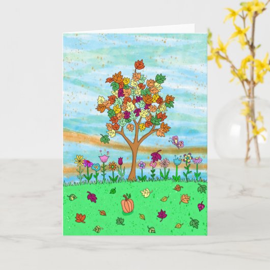 Hübscher Herbstbaum | HERBSTLAUB Karte (Gelbe Blume)