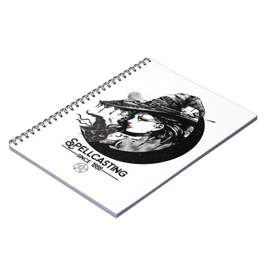 Hübscher Hexenzauber und Schwarze Katze Wicca Spel Notizblock (Linke Seite)