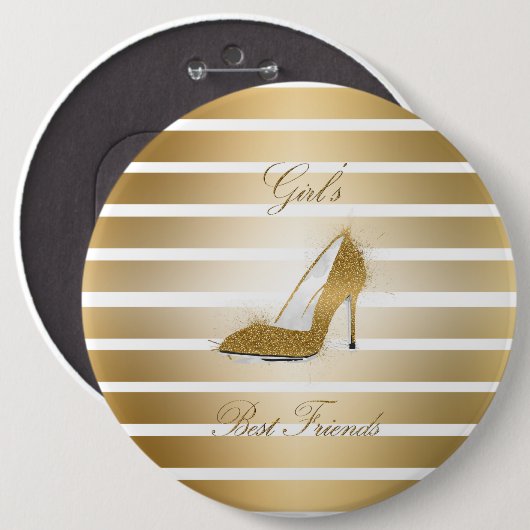 Hübscher High Heels Schuh "Girls best Friends" Button (Vorne & Hinten)