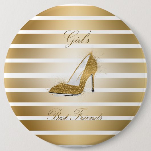 Hübscher High Heels Schuh "Girls best Friends" Button (Vorderseite)