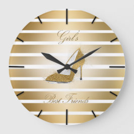 Hübscher High Heels Schuh "Girls best Friends" Große Wanduhr