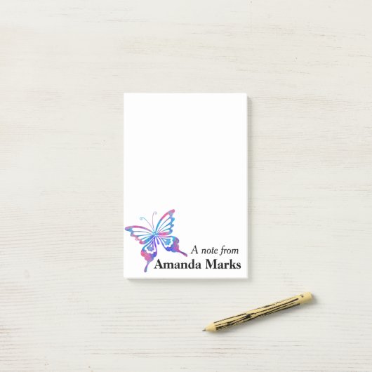 Hübscher Himmelsschmetterling Personalisiert Post-it Klebezettel (Auf Schreibtisch)