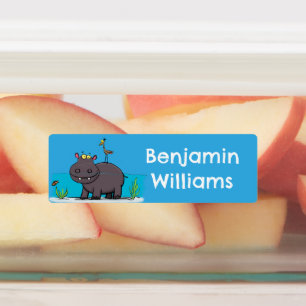 Hübscher Hippopotamus mit Cartoon personalisiert Etiketten