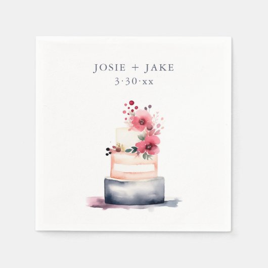 Hübscher Hochzeitskuchen Serviette (Vorderseite)