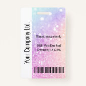 Hübscher holografischer Glitzer Girly Glamour Ausweis (Rückseite)