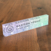 Hübscher holografischer Glitzer Girly Glamour Namensplakette (Seite)