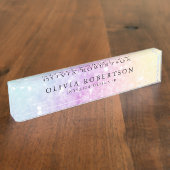 Hübscher holografischer Glitzer Girly Glamour Namensplakette (Seite)