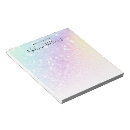 Hübscher holografischer Glitzer Girly Glamour Notizblock (angewinkelt)